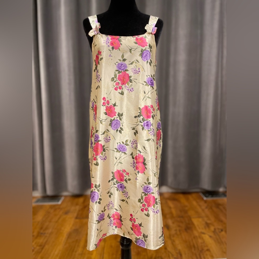 Vintage satin floral nightie slip dress